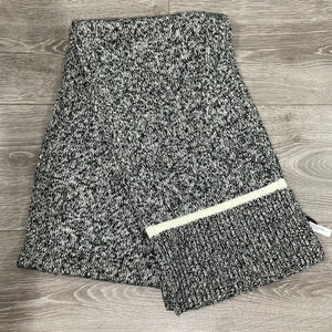 NWOT Talbots Winter Scarf Black and Off White with Lambs Wool Accent